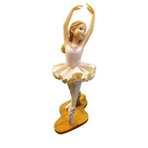 Ballerina Figurine Statue with Teddy‎ Bear Resin Ballet Dancer Decor #76B5